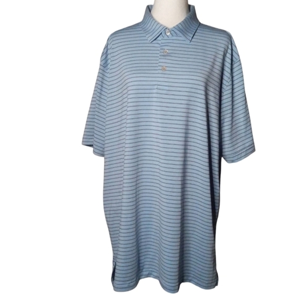 Peter Millar Performance Jersey UPF Summer Comfort Polo Blue & Black Size XL - Picture 1 of 9